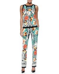 Etro | White Printed Silk-georgette Wide-leg Pants | Lyst