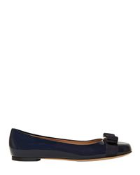 Ferragamo | Blue Varina Patent Leather Ballerina Flats | Lyst