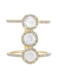 Anne Sisteron - 14kt Yellow Gold Triple Diamond Slice H Ring - Lyst