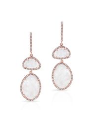 Anne Sisteron - Pink 14kt Rose Gold Moonstone Diamond Splendor Earrings - Lyst