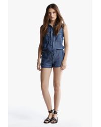 7 For All Mankind Blue Denim Military Romper