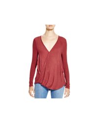 Free People | Red Miss Rose Jersey Blouse | Lyst