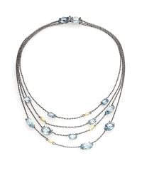 Alexis Bittar Fine | Blueberry Marquis Blue Quartz, Blue Topaz, 18k Yellow Gold & Sterling Silver Draped Multi-row Statio | Lyst