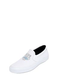 KENZO | White Tiger Cotton Canvas Slip-on Sneakers | Lyst
