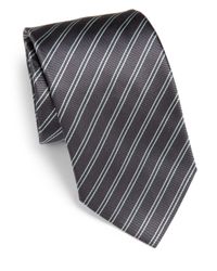 Armani | Gray Striped Silk Tie for Men | Lyst