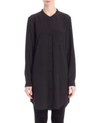 Eileen Fisher | Black Silk Crepe Tunic | Lyst