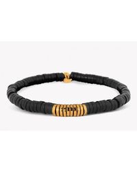 Tateossian - Black Bamboo Bracelet With Onyx And Yellow Gold Plated Silver Discs - Lyst