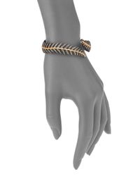 Adriana Orsini | Metallic Plume Pavé Crystal Bypass Bracelet/goldtone | Lyst