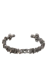 Emanuele Bicocchi | Metallic Woven Chain Perforated Cross Bracelet for Men | Lyst