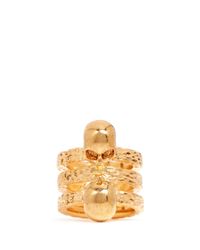 Alexander McQueen | Metallic Skull Embellish Triple Band Ring | Lyst