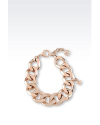 Emporio Armani | Metallic Bracelet In Rose Gold-plated Steel And Crystals | Lyst
