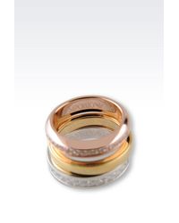 Emporio Armani | Metallic Ring In Rhodium-Plated Silver And Cz Stones | Lyst