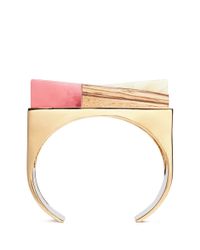 Stella McCartney | Multicolor Mixed Stone Brass Wide Cuff | Lyst