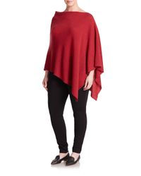 Eileen Fisher | Red Wool Asymmetrical Poncho | Lyst