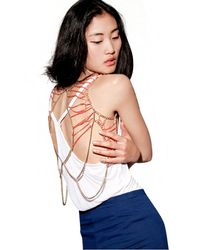 Pixie Market - Red Shoulder Drape Chain Shawl - Lyst