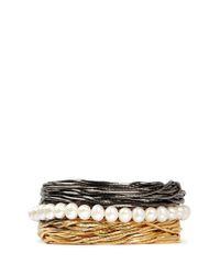 Iosselliani | Metallic Multi Chain Pearl Bracelet | Lyst