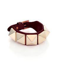 Valentino | Gold Rockstud Large Leather Bracelet | Lyst