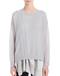 Eileen Fisher | Gray Airy Mohair-blend Boxy Sweater | Lyst