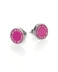 Marc By Marc Jacobs | Purple Enamel Logo Stud Earrings | Lyst