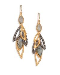 Alexis Bittar | Metallic Elements Phoenix Labradorite & Crystal Dangling Leaf Earrings | Lyst