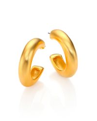 Kenneth Jay Lane | Metallic Satin-finish Hoop Earrings/1.4 | Lyst