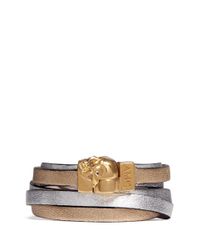 Alexander McQueen | Multicolor Skull Double Wrap Leather Bracelet | Lyst