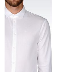 Emporio Armani | White Shirt In Cotton Pique for Men | Lyst