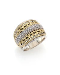 Konstantino | Metallic Asteri Diamond, 18k Yellow Gold & Sterling Silver Band Ring | Lyst