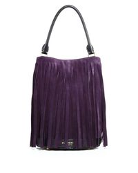 Burberry | Purple Fringed Suede & Leather Bucket Bag | Lyst