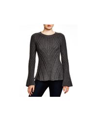 Aqua | Gray Novelty Rib Flare Sleeve Sweater | Lyst