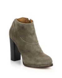 Alberto Fermani | Gray Elza Seamed Suede Booties | Lyst