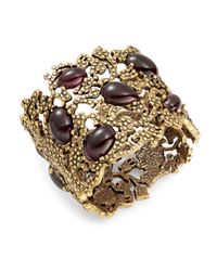 Oscar de la Renta | Purple Cabochon Filigree Cuff Bracelet | Lyst