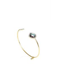 Jemma Wynne | Blue One Of A Kind Pear Shaped Tourmaline Bangle with Blackened Pave Diamond Border | Lyst