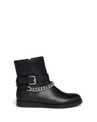 Pedder Red | Black Curb Chain Ankle Strap Leather Ankle Boots | Lyst