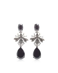 Oscar de la Renta | Metallic Jet Crystal Bee Long Drop Earring | Lyst