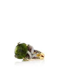 Nicholas Varney | Metallic One Of A Kind Peridot, Sapphire, And Diamond Horst Ring | Lyst
