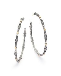 Konstantino | Metallic Classics 18k Yellow Gold & Sterling Silver Etched Hoop Earrings/2.25 | Lyst