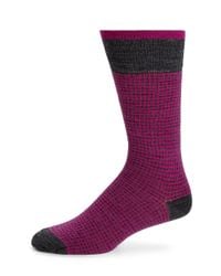 Saks Fifth Avenue | Pink Merino Wool-blend Houndstooth Socks for Men | Lyst