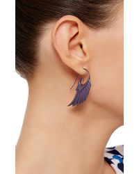 Noor Fares | Fly Me To The Moon Wing Earrings In Blue Titanium | Lyst