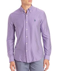 Polo Ralph Lauren | Purple Striped Cotton Sportshirt for Men | Lyst