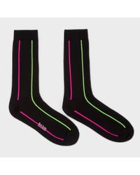 Paul Smith | Men's Neon Vertical Striped Black Socks for Men | Lyst