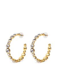Kenneth Jay Lane | Metallic Crystal Embellished Hoop Earrings | Lyst