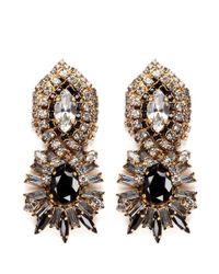 Aerin | X Erickson Beamon Crystal And Jet Black Stone Pendant Earrings | Lyst