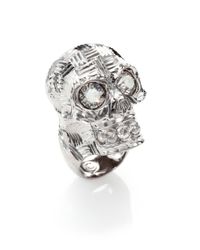 Alexander McQueen | Metallic Crystal Sliced Skull Ring for Men | Lyst