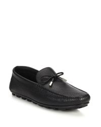 Ermenegildo Zegna | Black Bowtie Leather Drivers for Men | Lyst