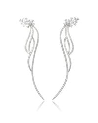 AS29 | Metallic Flow Long Four-line Earrings With Pear Shaped Diamonds | Lyst