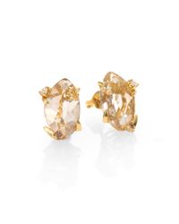 Alexis Bittar Fine | Metallic Honey Gold Marquis Rutilated Quartz, Citrine, Diamond & 18k Yellow Gold Earrings | Lyst