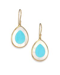 Ippolita | Blue Polished Rock Candy Viareggio Turquoise, Mother-Of-Pearl & 18K Yellow Gold Mini Teardrop Earring | Lyst