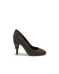 Ferragamo - Gray Pyramid Heel Pump - Lyst