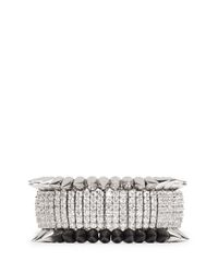Venna | Metallic Crystal Pavé Spike Bracelet | Lyst
